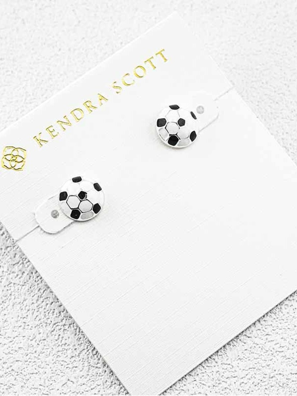 Kendra Scott Black and White Soccer Ball Stud Earrings for Kids